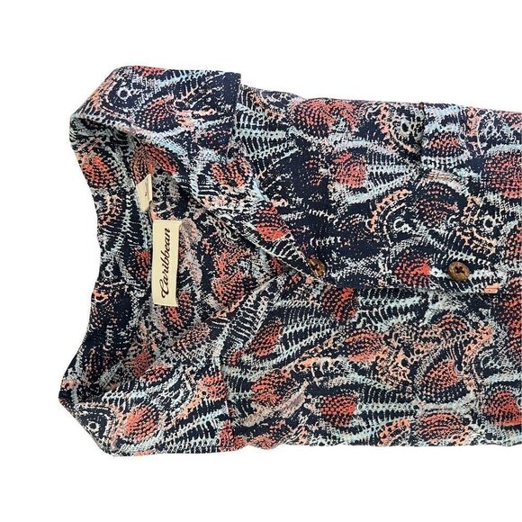 Caribbean Mens Shirt SZ L Button Down with Front Pocket Short Sleeves Colors Blu - Picture 7 of 11